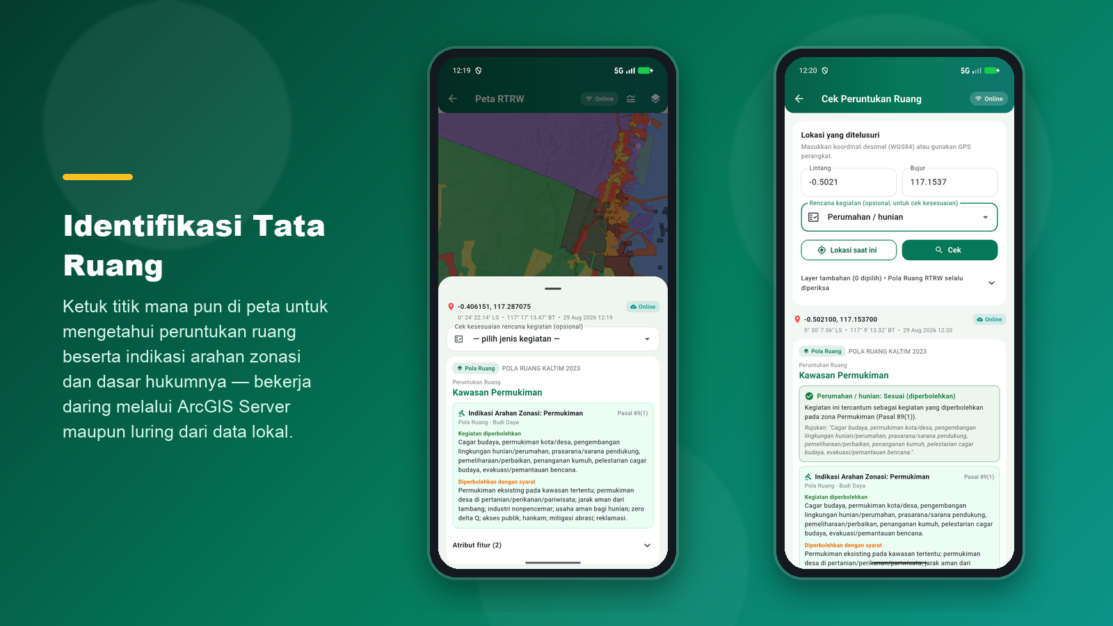 Identifikasi tata ruang dan kesesuaian kegiatan