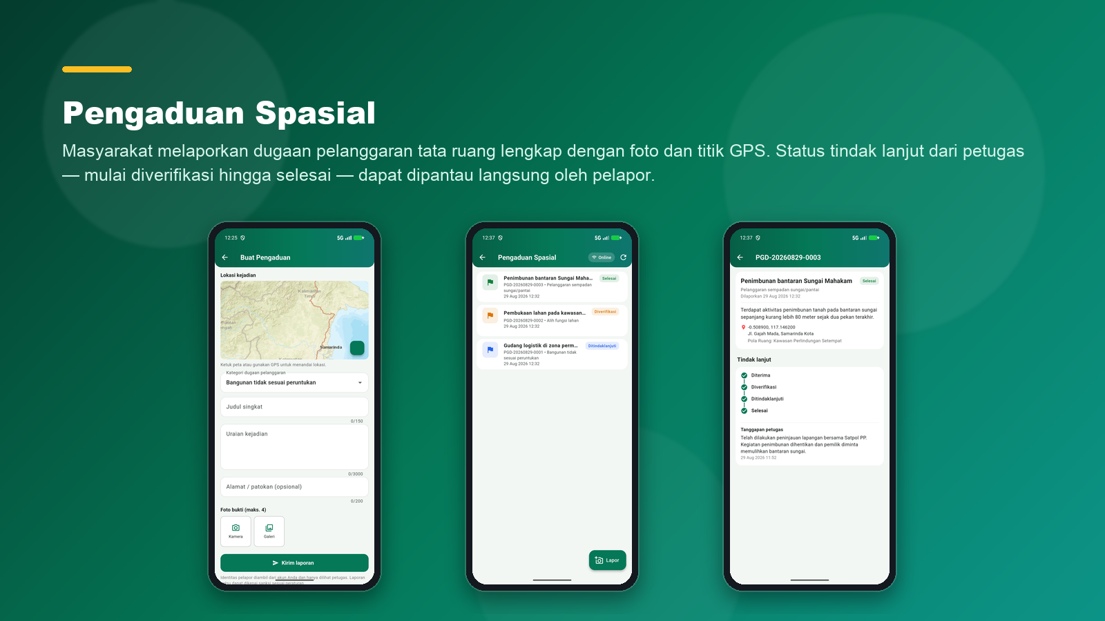 Pengaduan spasial dan tindak lanjut